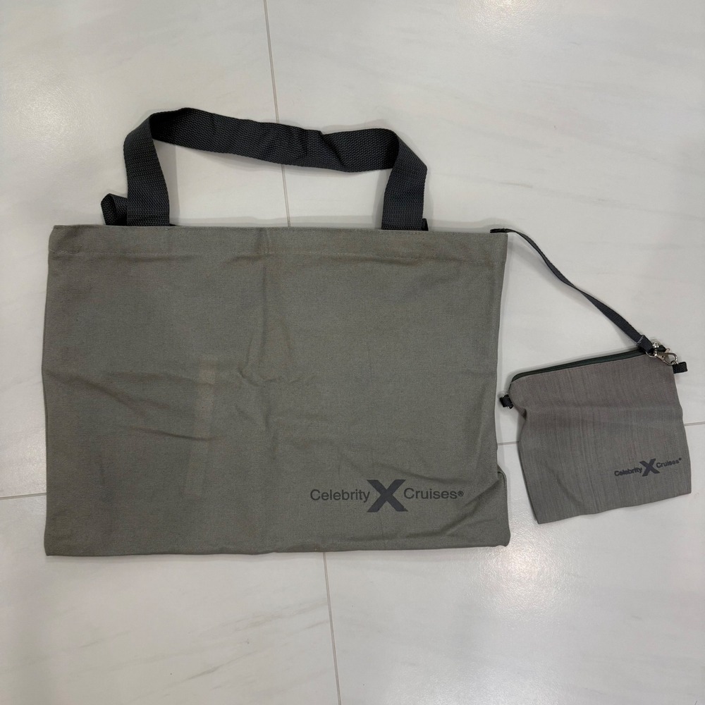 Celebrity Cruises Gray Canvas‎ Tote Bag with Matching Pouch